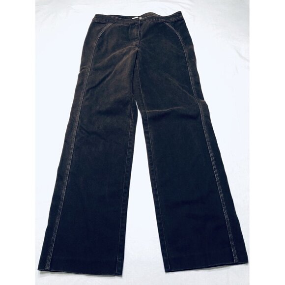 J Crew Womens Size 10 Straight Leg Pants Metallic Stitching Brown Boho - Picture 4 of 7